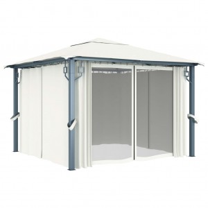 Gazebo com cortina 300x300 cm alumínio creme H