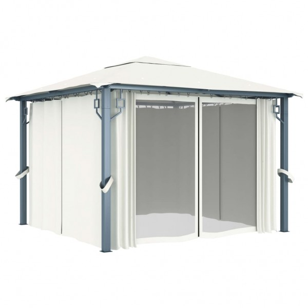 Gazebo com cortina 300x300 cm alumínio creme M 2