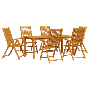 Conjunto de Comedor de Jardín de 7 Piezas de Acacia Sólida Plegable H