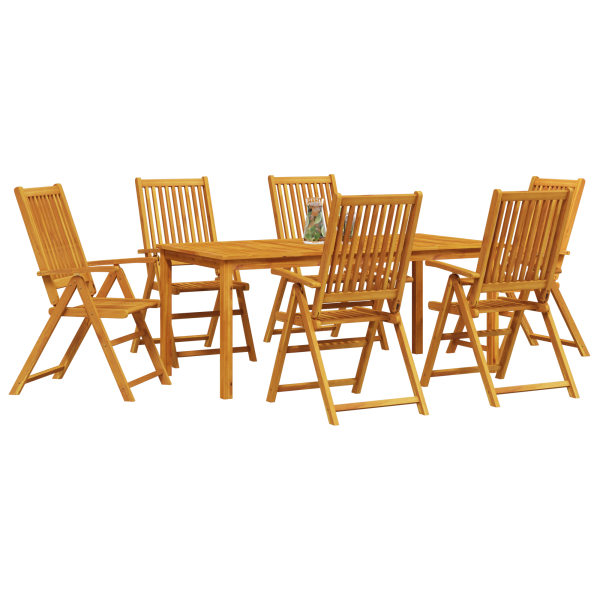 Conjunto de Comedor de Jardín de 7 Piezas de Acacia Sólida Plegable M 3