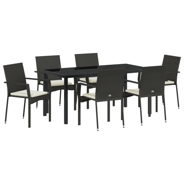Conjunto de Cadeiras de Jardim 7 pcs Preto 160 x 80 x 73 cm M 2