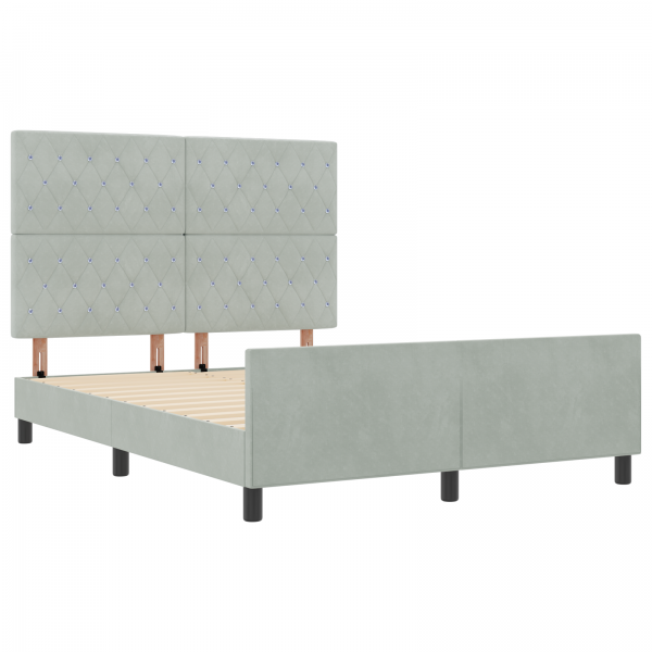 Estrutura de Cama  Cinza Claro 140x200 cm Veludo M 4