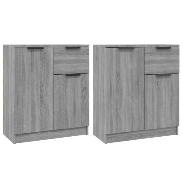 Aparadores 2 uds madera contrachapada gris Sonoma 60x30x70 cm M 2