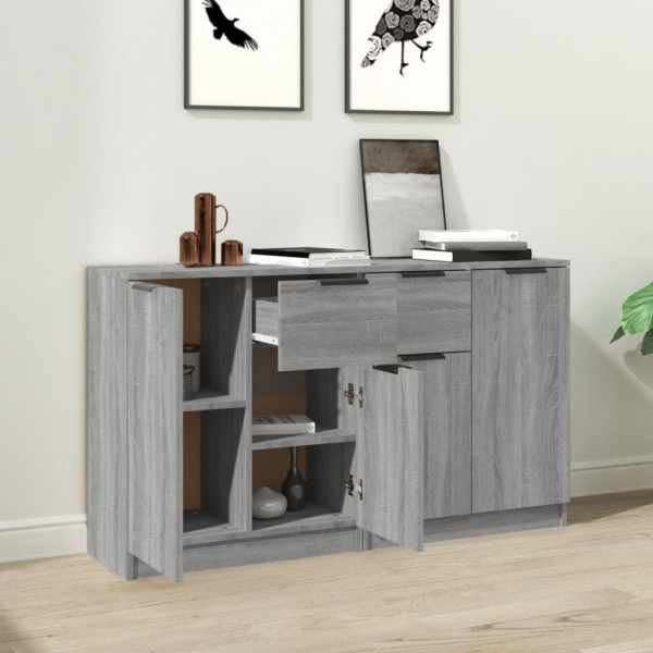 Aparadores 2 uds madera contrachapada gris Sonoma 60x30x70 cm M 3