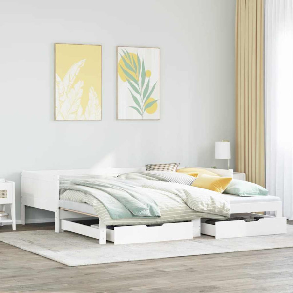 Sofá cama nido con cajones sin colchón blanco 90x190 cm D