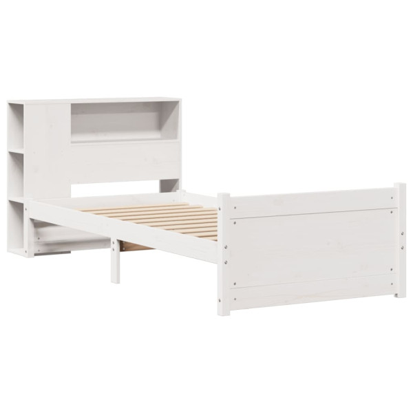 Cama com estante sem colchão 90x190 cm pinho maciço branco M 3