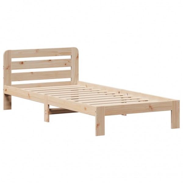 Estructura de cama sin colchón madera maciza de pino 90x200 cm M 4