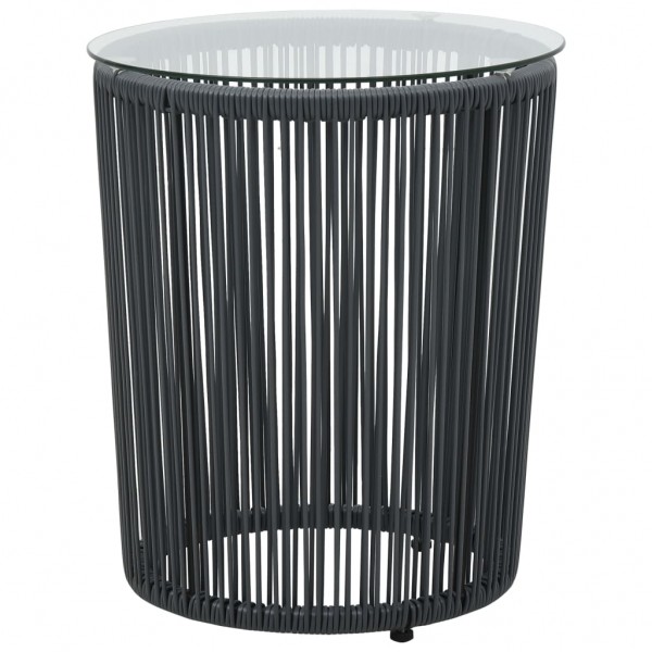 Set mesa y sillas de jardín 3 pzas y cojines ratán PE gris M 2