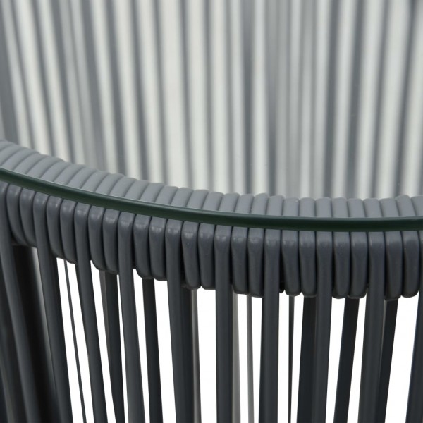 Set mesa y sillas de jardín 3 pzas y cojines ratán PE gris M 3