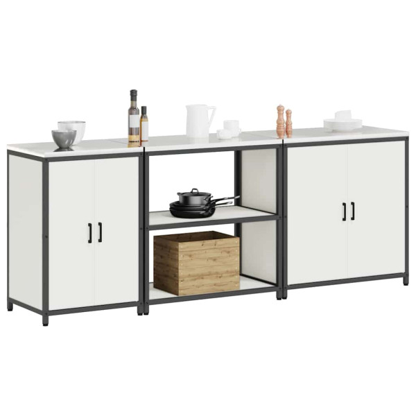 Conjunto de Armazenamento de Cozinha 3 pcs Branco M 3