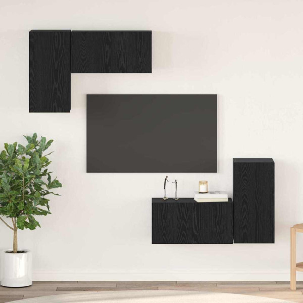 Juego de Muebles para TV 4 pcs Roble negro 60 x 30 x 30 cm D