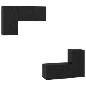 Conjunto de Cabine de TV 4 pcs Carvalho Preto 60 x 30 x 30 cm H