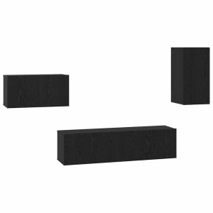 Conjunto de móvel de TV 4 pcs Carvalho Preto 30.5 x 30 x 60 cm H