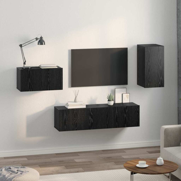 Conjunto de móvel de TV 4 pcs Carvalho Preto 30.5 x 30 x 60 cm M 4