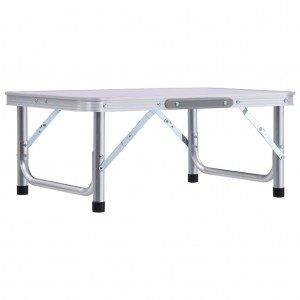 Mesa de campismo dobrável 60x45 cm alumínio branco H