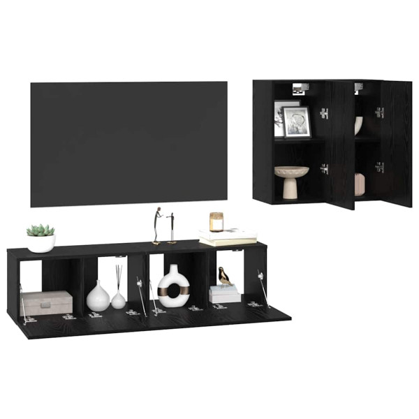 Conjunto de Armários para TV 4 pcs Carvalho Preto M 3