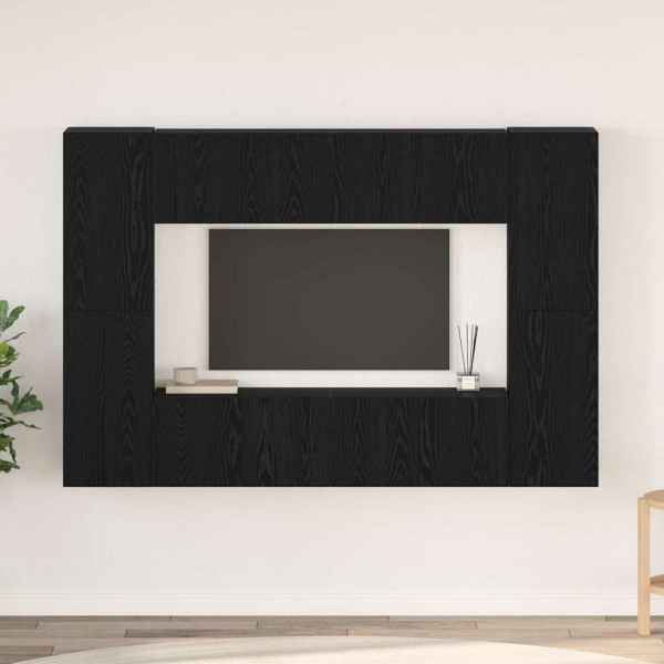 Conjunto de mueble de TV 8 pcs Roble negro 181 x 30 x 120 cm D