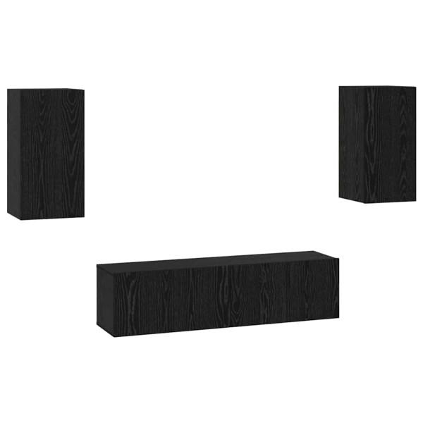 Conjunto de mueble de TV con estante Otro con almacenamiento con puerta 4 pcs Roble negro M 2