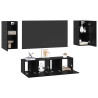 Conjunto de mueble de TV con estante Otro con almacenamiento con puerta 4 pcs Roble negro 3