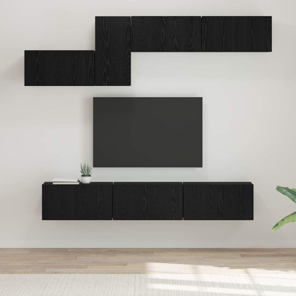 Conjunto de mueble de TV 7 pcs Roble negro 60 x 30 x 30 cm D