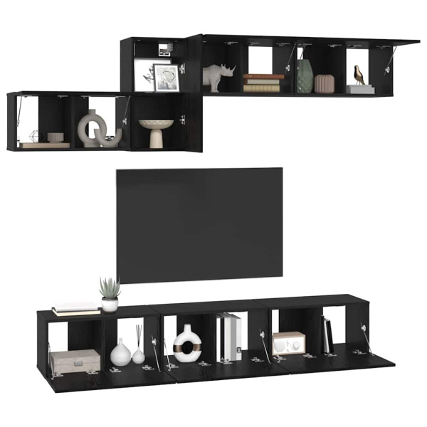 Conjunto de mueble de TV 7 pcs Roble negro 60 x 30 x 30 cm M 3