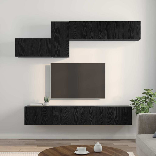 Conjunto de móvel de TV 7 pcs Carvalho Preto 60 x 30 x 30 cm M 4