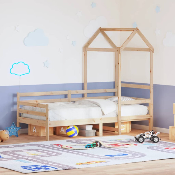 Sofá cama con techo madera maciza de pino 90x190 cm D