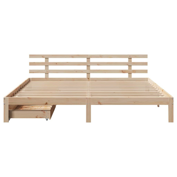 Estrutura de cama c/ gavetas 200x200 cm madeira de pinho maciça M 4