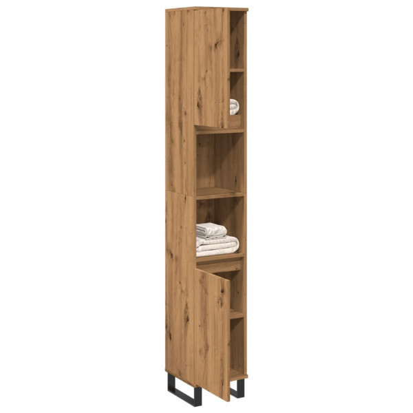 Armario de baño madera contrachapada roble artisan 30x30x190 cm D