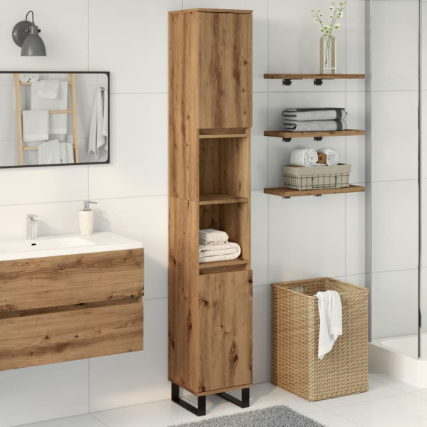 Armario de baño madera contrachapada roble artisan 30x30x190 cm M 3