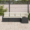 Conjunto de Sofá de Jardim  5 Peças com Almofadas Preto Polyrattan 3