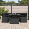 Conjunto de Sofás de Jardim  7 Peças com Almofadas Preto Rattan Poliéster 3