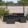 Conjunto de Sofás de Jardim de 6 Peças com Almofadas Preto Rattan Poliéster 3