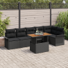 Conjunto de Sofá de Jardim de 7 Peças  com Almofadas Rattan Poly Preto 1
