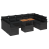 Conjunto de Sofás para o Jardim VidaXL de 10 Peças com Almofadas Rattan PE Preto 2
