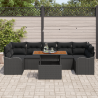 Conjunto de Sofá de Jardim  com Almofadas Preto Rattan PE 3