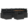 Conjunto de Sofás de Jardim de 7 Peças com Almofadas Preto Rattan Poliéster 2