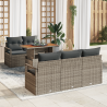 Conjunto de Sofás de Jardim  de 6 Peças com Almofadas Cinzas de Rattan Poly 1
