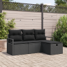 Conjunto de Sofá de Jardim  de 4 Peças com Almofadas Rattan Poly Preto 1
