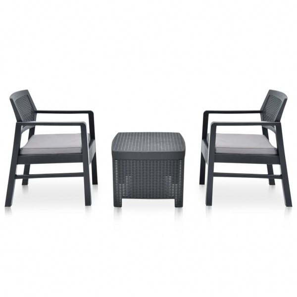 Juego de muebles de jardín 3 piezas plástico gris antracita M 2