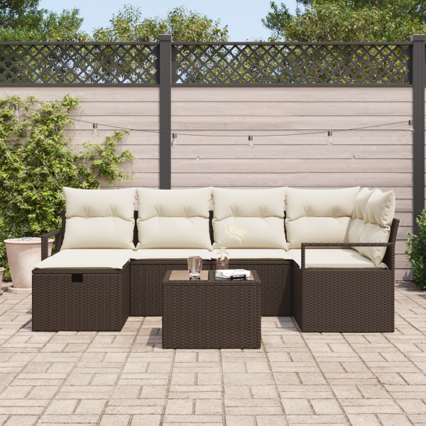 Conjunto de Sofás de Jardim  com Almofadas Rattan Polivalente Castanho M 3