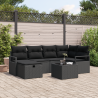 Conjunto de Sofás de Jardim  7 Peças com Almofadas Preto Rattan 1