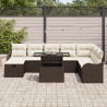 Conjunto de Sofás de Jardim  9 Peças com Almofadas Castanho Rattan Poly 3