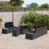Conjunto de Sofá de Jardim  de 8 Peças com Almofadas Preto Rattan Acácia 3