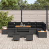 Conjunto de Sofá para Jardim de 10 Peças com Almofadas Preto Vime Sintético Acácia 3