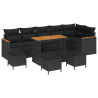 Conjunto de Sofás para Jardim  de 10 Peças com Almofadas Preto Rattan Polipropileno Acácia 2
