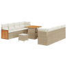 Conjunto de Sofá de Jardín  de 11 Piezas con Cojines Beige de Poliratán y Acacia 2
