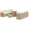 Conjunto de Sofá de Jardim  com 11 Peças e Almofadas Bege Vime Sintético Acácia 2