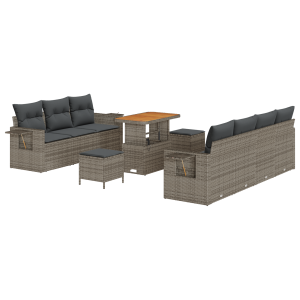 Conjunto de Sofás de Jardim  com Almofadas Cinza Rattan Poly Acácia H