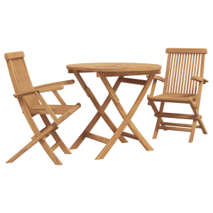 Conjunto de Bistro de Jardín Plegable de 3 Piezas de Madera Maciza de Acacia H